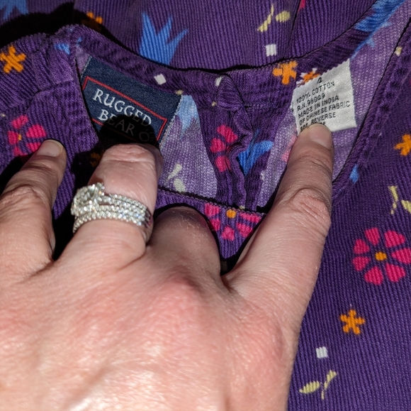 Rugged Bear Corduroy Floral Dress sleeveless Purple Jumper - Picture 3 of 3
